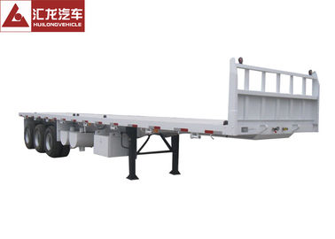White Color Cargo Container Trailer , Flatbed Sea Container Trailer 3 Axle Steady