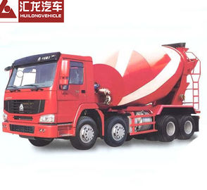 Self Loading Mobile Concrete Mixer Truck , Red Color Cement Concrete Mixer